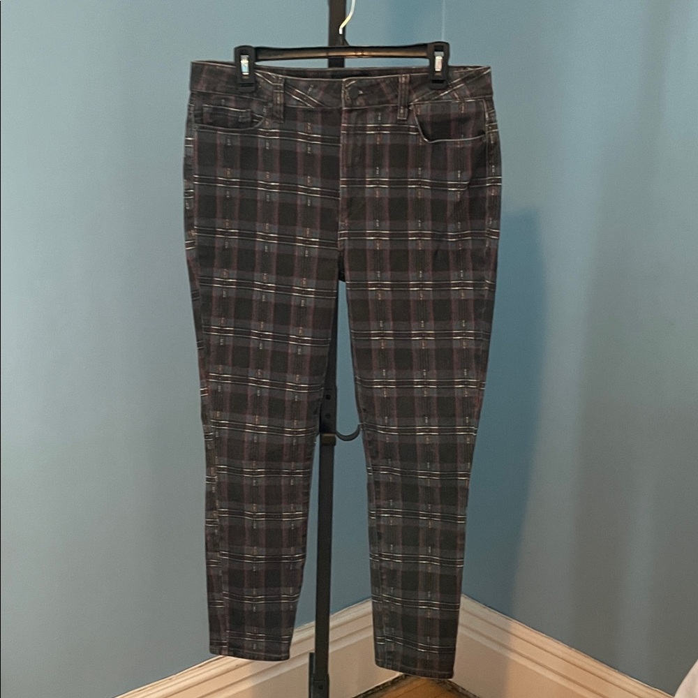 Paige Women's Hoxton Black Atlantic Tartan Plaid Ankle Jeans